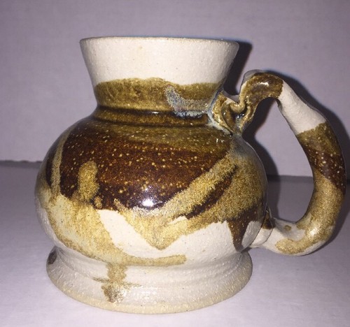 Hand Thrown Pottery Mug BrownsAnd Tan Drip South Western Cup