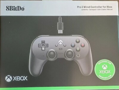 Black 8Bitdo Pro 2 Wired Gamepad for the Xbox One/ Series X/S and Windows 10