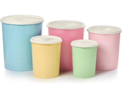 Tupperware Heritage Collection 10 Piece Nested Canister Set in Vintage Colors