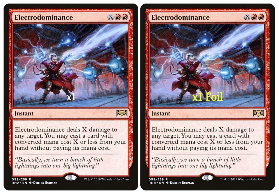 Electrodominance 1x FOIL RNA MTG Ravnica Allegiance Rare MINT red Electrodominance 1x FOIL RNA MTG Ravnica Allegiance Rare MINT red