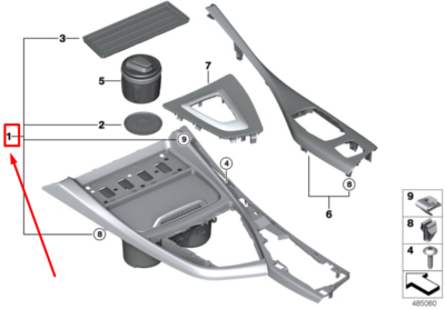 BMW 2 F22, F87 Centre Console Trim W/Cup Holder 6842324 