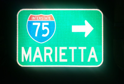MARIETTA Interstate 75 route road sign - Georgia, Atlanta Braves MLB, Atlanta