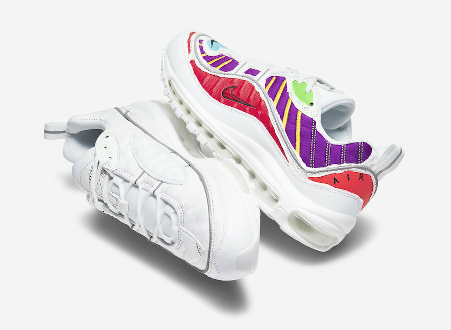 Женские кроссовки Nike Air Max 98 LX Tear Away разноцветные белые CJ0634-101 для бега в стиле ретро