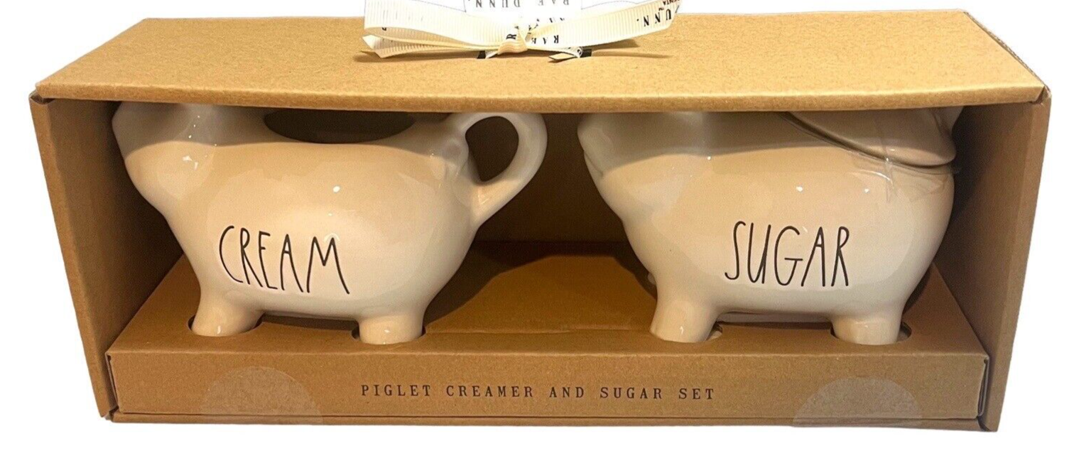 New RAE DUNN Pig Cream And Sugar Set Farmhouse Home Decor Piglet 2024
