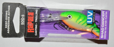 rapala sdd-5 sdd05 2'' 1/4oz deep diving crankbait shad dancer green tiger UV