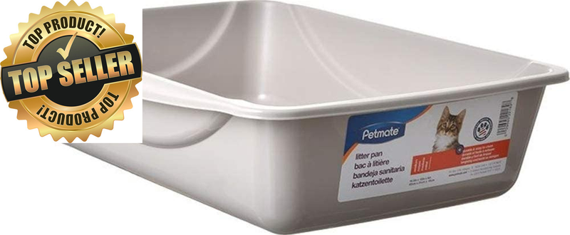 Petmate Open Cat Litter Box, Blue Mesa/Mouse Grey,M (Pack of