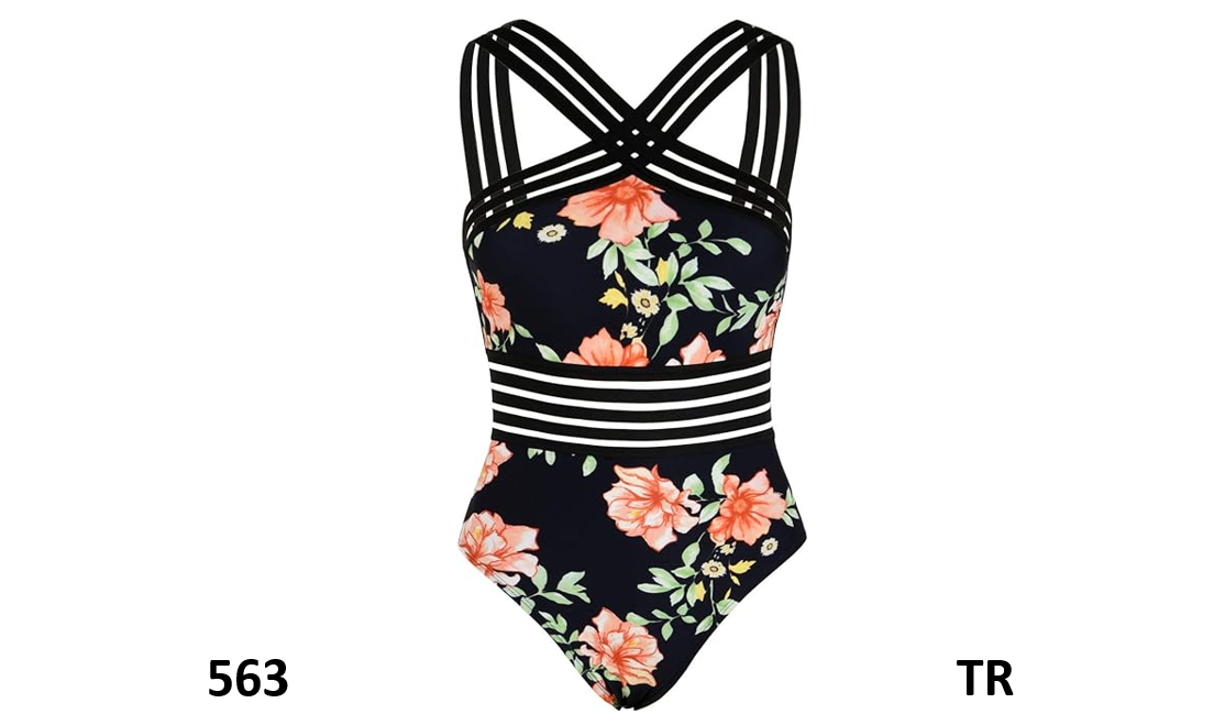 Hilor Women One Piece Swimwear Front Crossover Swimsuits Hollow Bathing Suits,14