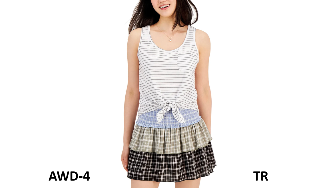 Rebellious One Juniors' Striped Tie-Hem Tank Top, White Grey Stripe, Size Small