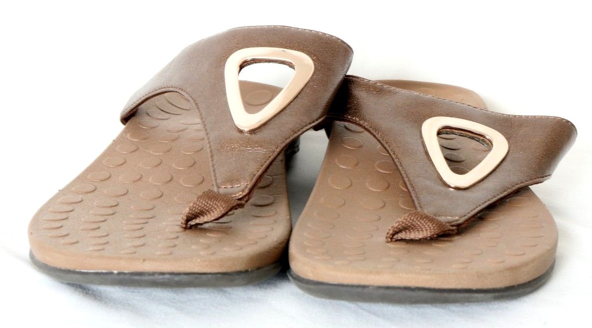 Orthoheel Yara Bronze Cutout Slip-On Comfort Thong Sandal Flat Women's US 10
