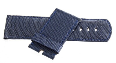 LOCMAN Men's 31mm x 30mm Blue Lizard Leather Watch Band Strap 