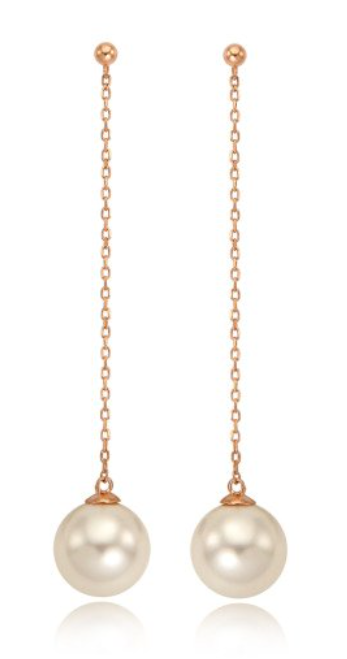 StoneHenge 14K Pearl Drop Earrings SO0072 Crystal Pearl C.Z