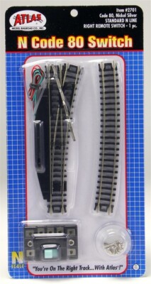 Atlas N Scale ~ Code 80 Track ~ New ~ Remote Right Hand Switch Turnout ~ 2701