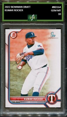 kumar rocker rookie card GEM MINT GRADED 2022 BOWMAN DRAFT BD164 RANGERS 1st RD