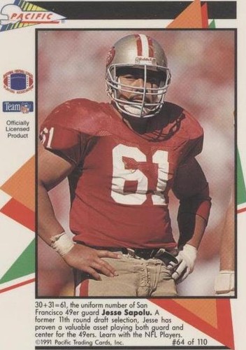 1991 Pacific Flash Cards Jesse Sapolu #64
