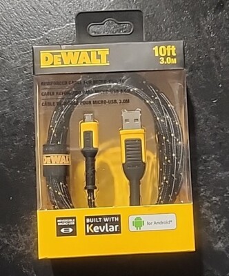DeWALT Reversible Micro-USB to USB Cable   Reinforced Braided 10ft  *NEW IN BOX*
