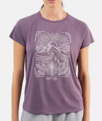 NEW Reel Life Women's Jax Split Back Breathable Graphic T-Shirt Size Small