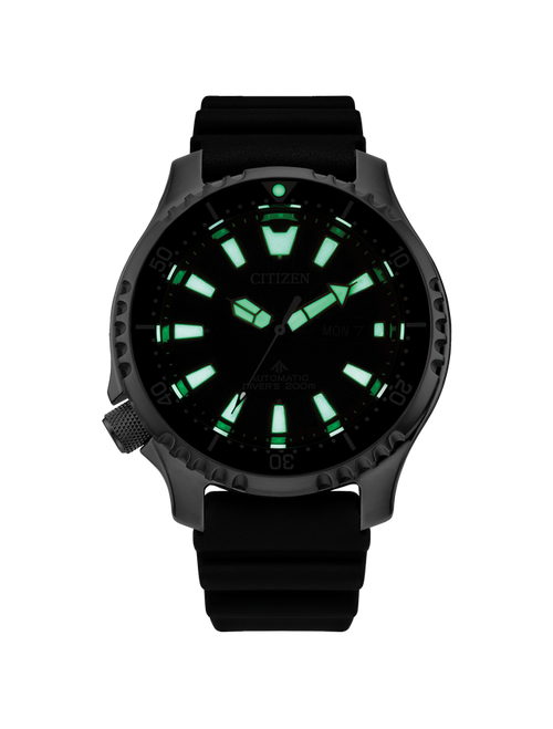 Pre-owned Citizen Promaster Automatic Sapphire Crystal Black Dial Diver's Watch Ny0130-08e