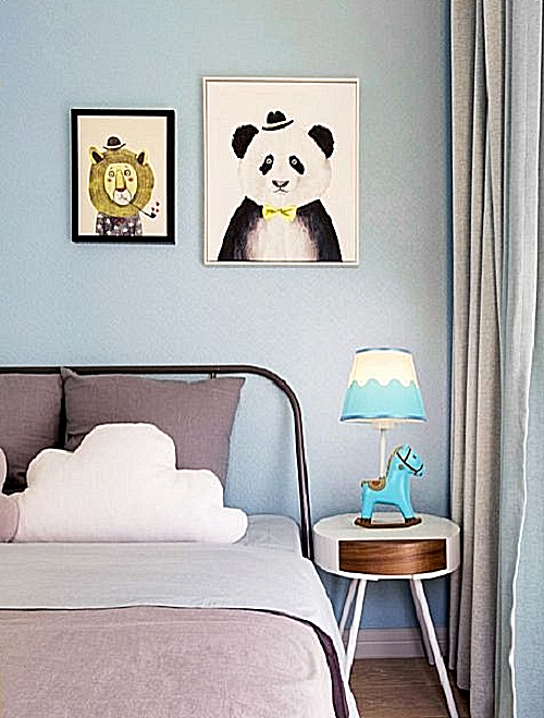 Lampada Lume Luce Comò Scrivania Cameretta Bambino Asinello Celeste D09-BU uni 1