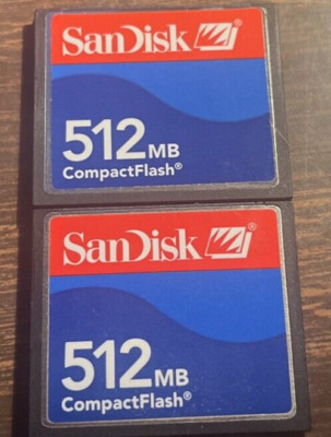2 Pieces  512MB SanDisk CompactFlash CF Memory Card SDCFB Used Work Lot of 2