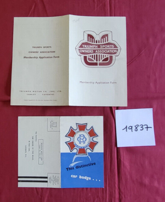 NÂ°19837  /  Triumph  Sport Owners Association / 2 DÃ©Pliants