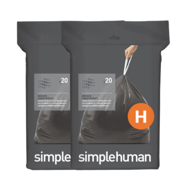 Simple Human Code H Custom Fit Drawstring Trash Bags, 20 Count, 35L/9G