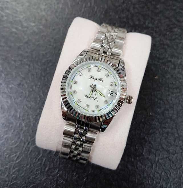 Orologio Polso Fluoro Donna Analogico Quarzo Data Silver Quad Bianco lac