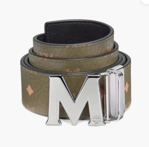 MCM Claus Nordstrom Exclusive Visetos Pebbled Leather Adjustable Reversible  M Buckle Belt (Sea Turtle) 