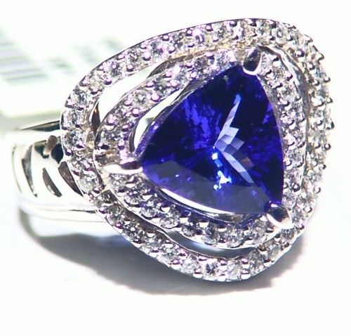 3.68CT 14K Gold Natural Tanzanite Diamond Vintage AAA Antique Engagement Ring