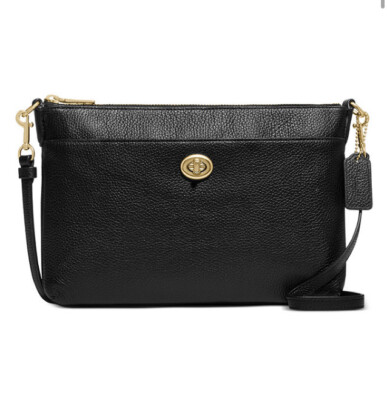  Coach Polly Black/Gold Leather Crossbody