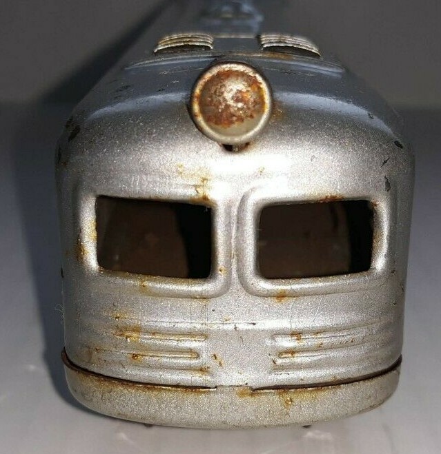 Vintage Japan Friction Toy Train Car Silver Color