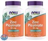 Now Supplements, Zinc Picolinate 50 mg, Supports Enzyme Functions, Immune Support, Non-GMO, Kosher, Suitable for Vegans - 240 Vegetarian Capsules (Pack of 2)