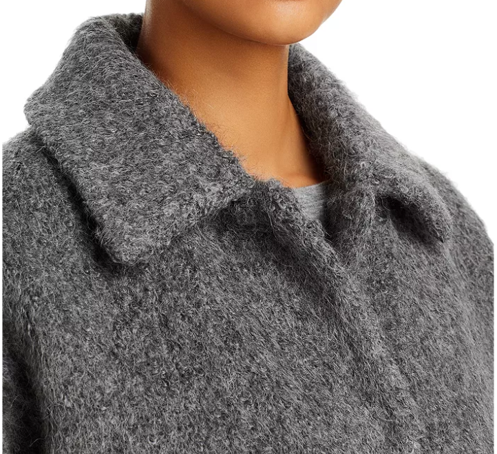 Pre-owned Eileen Fisher $548  Alpaca Boucle Soft Collared Coat Jacket Ash Gray Sz Xl