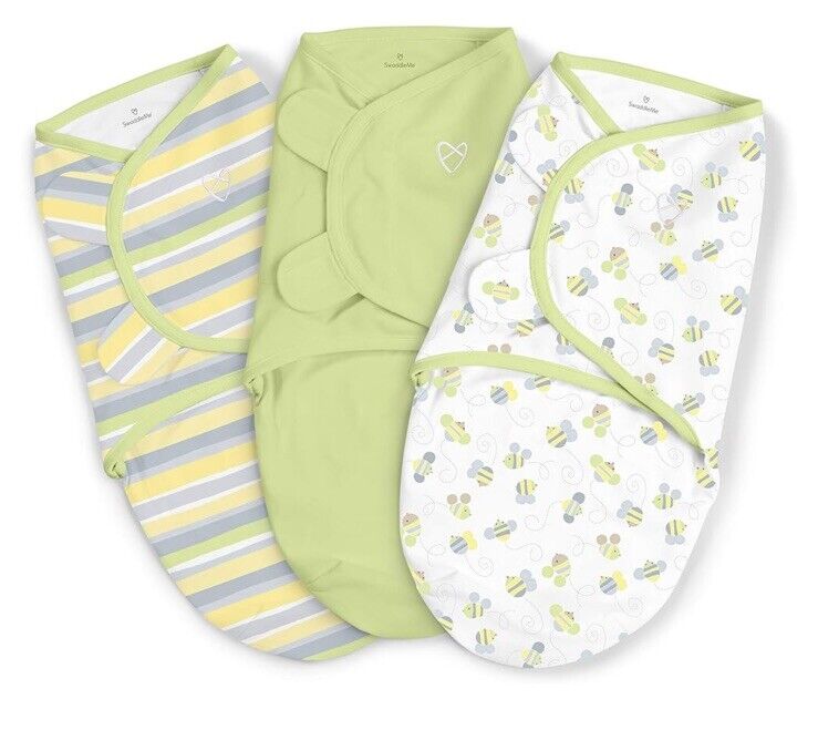 SwaddleMe Original Swaddle - Size Small/Medium, 0-3Months, 3-Pack (Busy Bees)