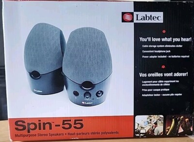 Labtec Spin-55 Multi-purpose Stereo Speaker Pair Black New In Box
