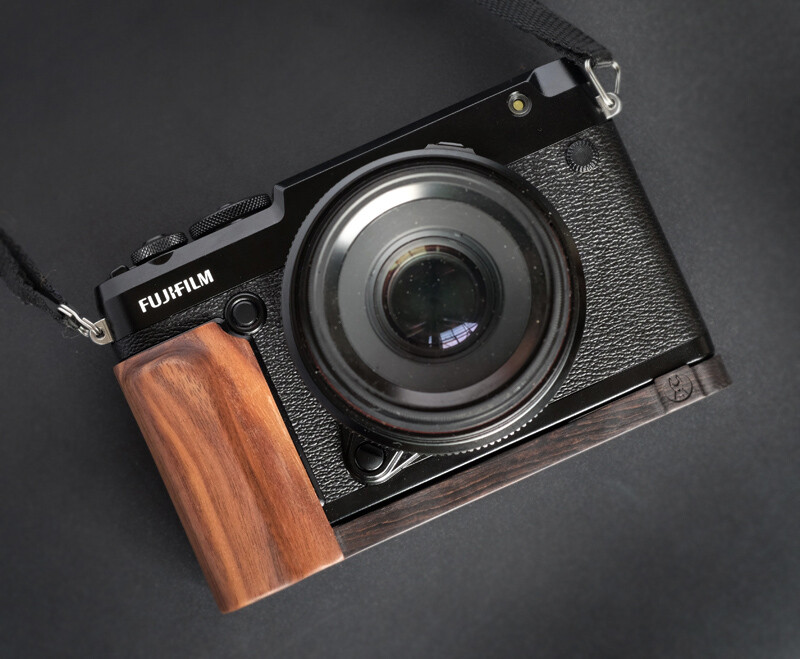 Ebony Walnut Wood Camera L Grip Holder For Fujifilm Fuji GFX 50R Handmade Handle