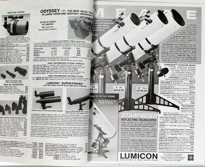 Lumicon Telescopes and Accessory Catalog with Pricing 1993 Celestron, Meade