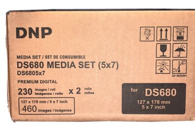 DNP DS680 media set (5x7) 2 Rolls of Paper And Ribbon Per Box 460 Images 230 x2