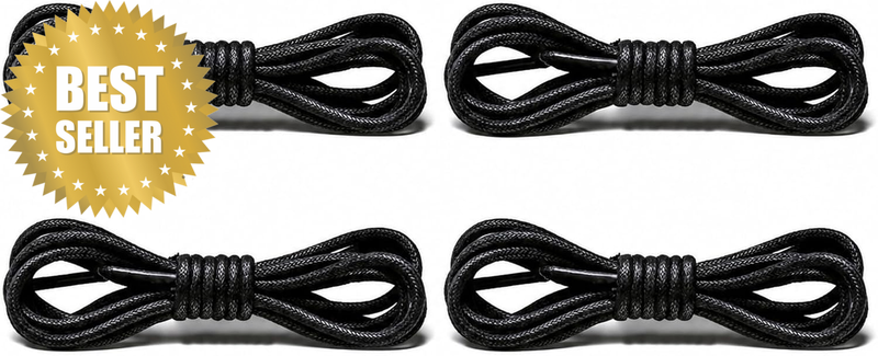 4 Pairs Black round Waxed Laces 2.5Mm for Shoes