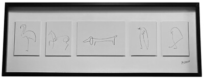 PICASSO IKEA OLUNDA LITHOGRAPH PRINT ANIMAL DRAWING WITH FRAME GREAT CONDITION