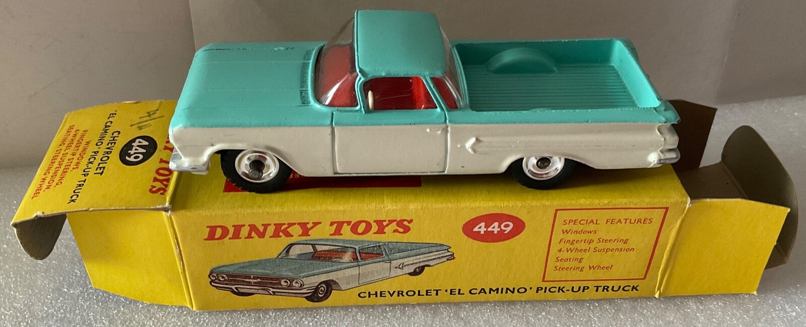 DINKY TOYS449EL CAMINOPICK-UPTRACKエルカミノ Dinky Toys 449; Chevrolet El Camino Pick-up; Turquiose