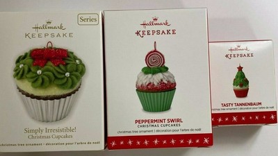New (3) Hallmark Christmas Cupcakes Ornaments Peppermint Swirl Tannenbaum 