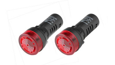 2 Pack AC/DC 24V Red LED Flash Indicator Light with Buzzer       LB-24V-R