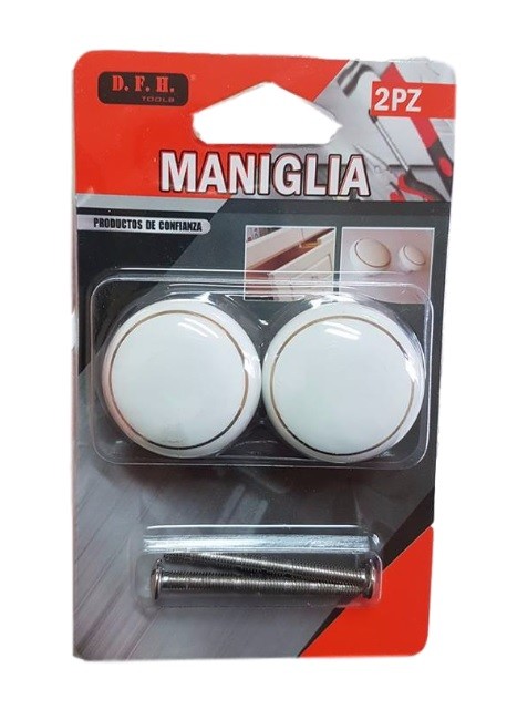 Set 2 Pezzi Pomelli Maniglie In Legno Colore Bianco Per Mobili Cassetti dfh