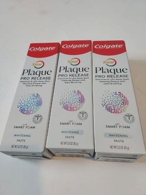 LOT (3) COLGATE TOTAL PLAQUE PRO RELEASE FRESH MINT SMART FOAM TOOTHPASTE  3 OZ