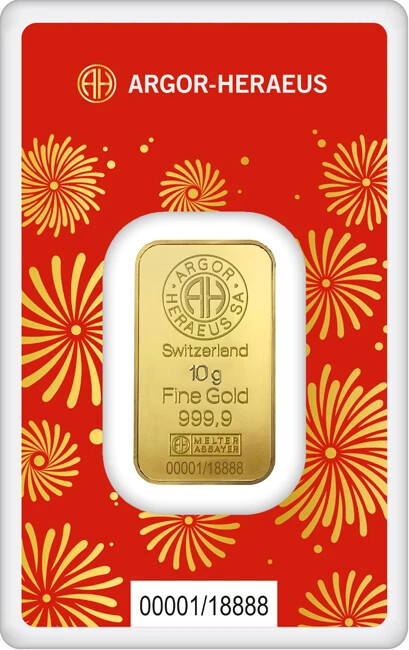Lunar 2025 Goldbarren 10 Gramm 9999 Gold Argor-Heraeus Year Of The Snake Blister