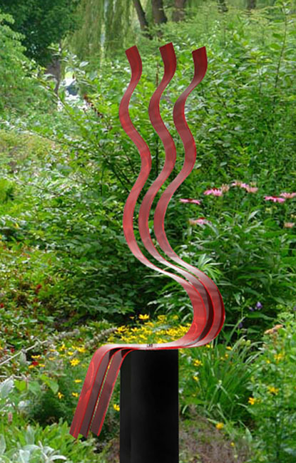 Abstract Metal Art LARGE RED SCULPTURE Modern Garden Art ORIGINAL Jon