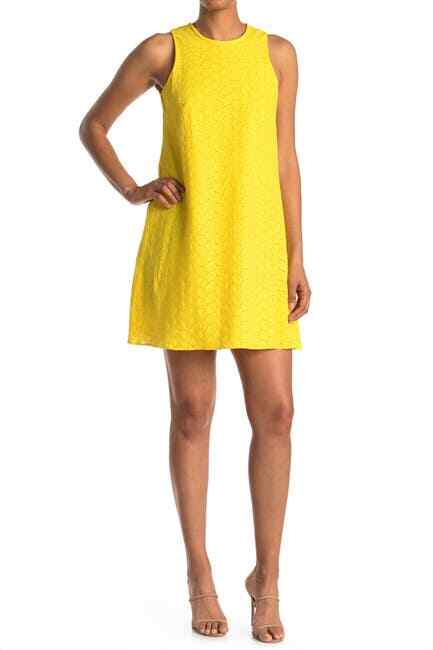 

Calvin Klein NWT Modern CANARY Хлопковое платье свободного кроя с узором из люверсов, размер, Canary yellow