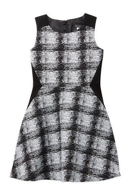 Dorissa 155563 Sophie Ponte Knit Jacquard Black-Gray Dress (Big Girl) Size 7