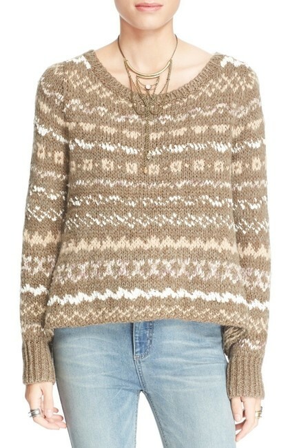 Free People 'Through the Storm' Pullover Sweater Women Taupe size Medium