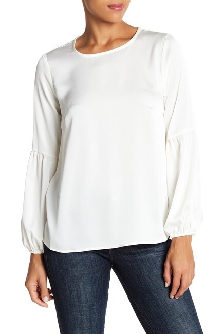 Bobeau 164064 Women's Bubble Sleeve Satin Peach Ivory Size Medium